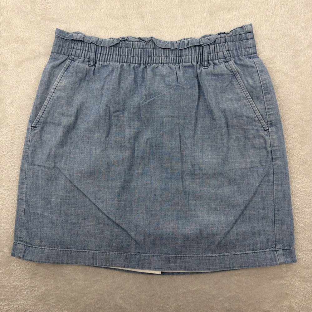 J. Crew Denim Mini Skirt Light Wash Size Small 28 A Line Cotton Lined Casual